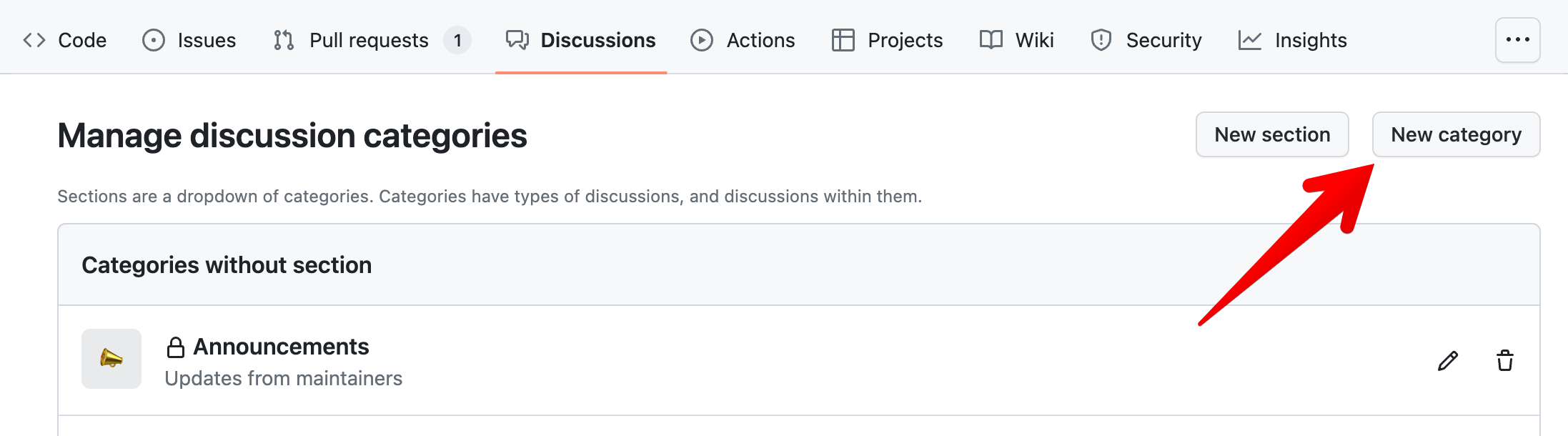 Adding "Discussions" Categories
